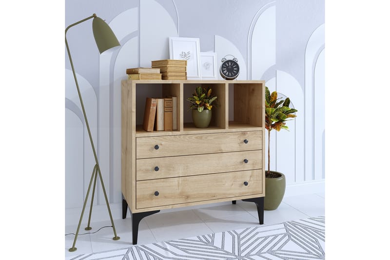 Neki Kommode 80x86 cm Beige - Hanah Home - Opbevaring - Opbevaringsmøbler - Kommode - Entrékommode