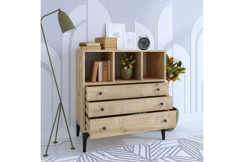 Neki Kommode 80x86 cm Beige - Hanah Home - Opbevaring - Opbevaringsmøbler - Kommode - Entrékommode