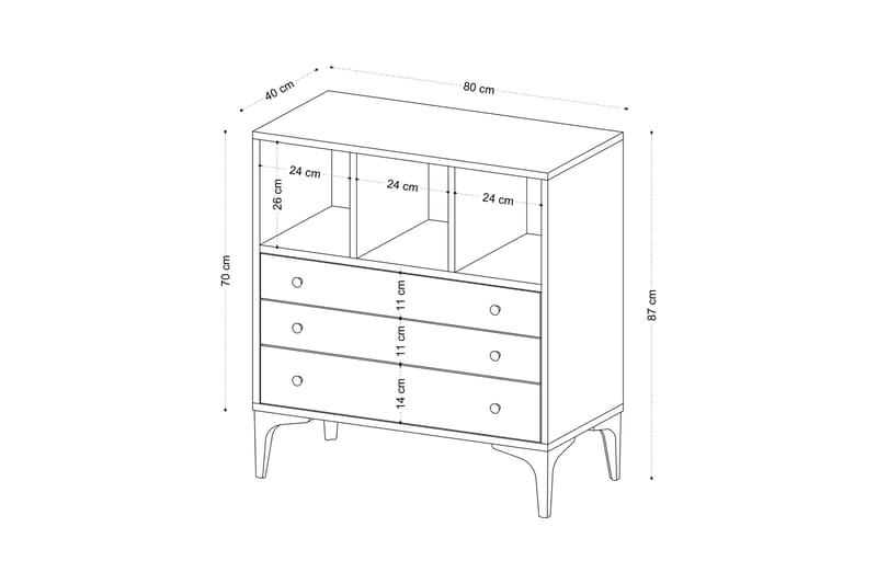 Neki Kommode 80x86 cm Beige - Hanah Home - Opbevaring - Opbevaringsmøbler - Kommode - Entrékommode