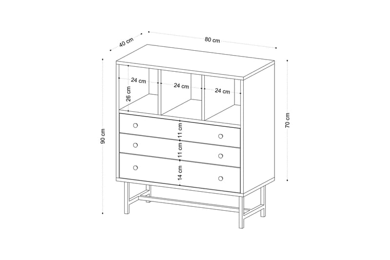 Carla Kommode 80x40 cm Brun - Hanah Home - Opbevaring - Opbevaringsmøbler - Kommode - Entrékommode