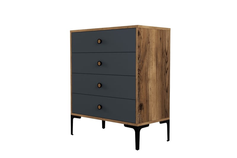 Ameias Kommode 76x90,7 cm Brun/Antracit - Hanah Home - Opbevaring - Opbevaringsmøbler - Kommode - Entrékommode