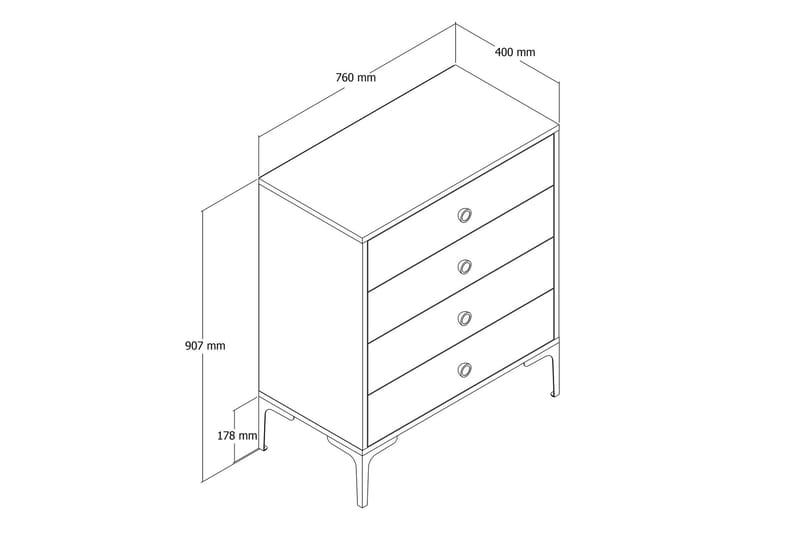 Ameias Kommode 76x90,7 cm Hvid - Hanah Home - Opbevaring - Opbevaringsmøbler - Kommode - Entrékommode