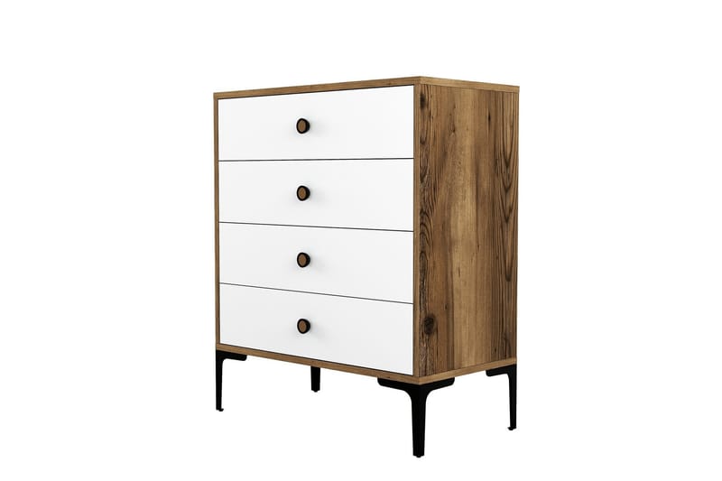 Ameias Kommode 76x90,7 cm Brun/Hvit - Hanah Home - Opbevaring - Opbevaringsmøbler - Kommode - Entrékommode