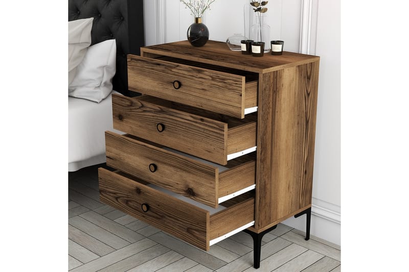 Ameias Kommode 76x90,7 cm Brun - Hanah Home - Opbevaring - Opbevaringsmøbler - Kommode - Entrékommode