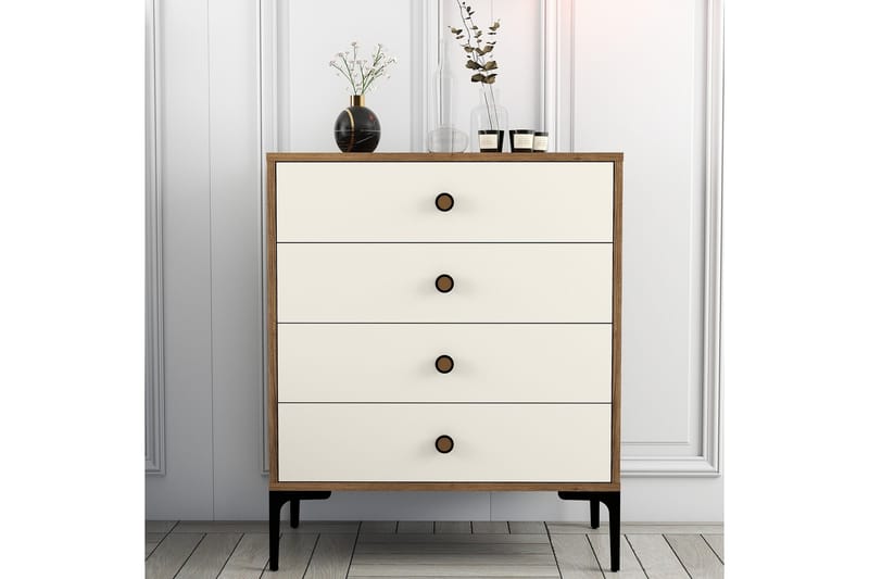 Ameias Kommode 76x90,7 cm Brun/Beige - Hanah Home - Opbevaring - Opbevaringsmøbler - Kommode - Entrékommode