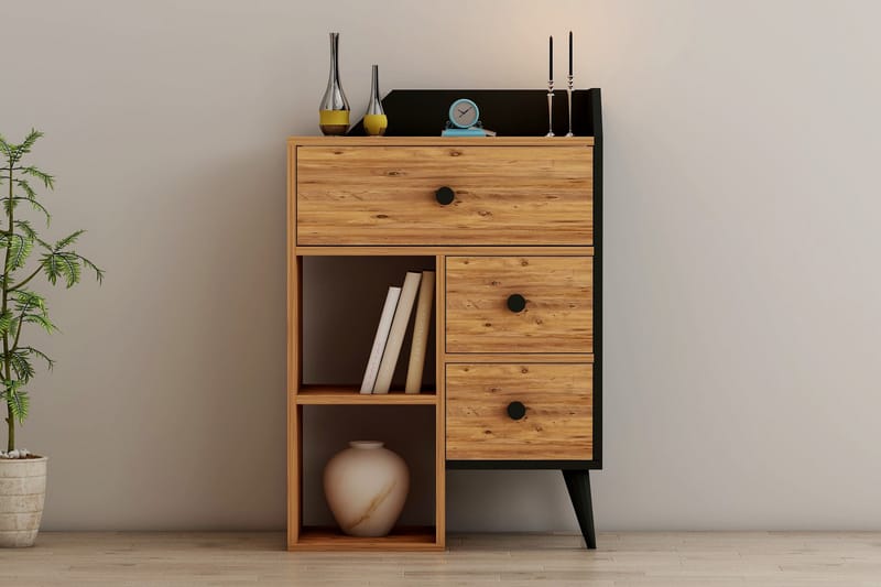 Hafing Kommode 64x94,6 cm Sort/Brun - Hanah Home - Opbevaring - Opbevaringsmøbler - Kommode - Entrékommode