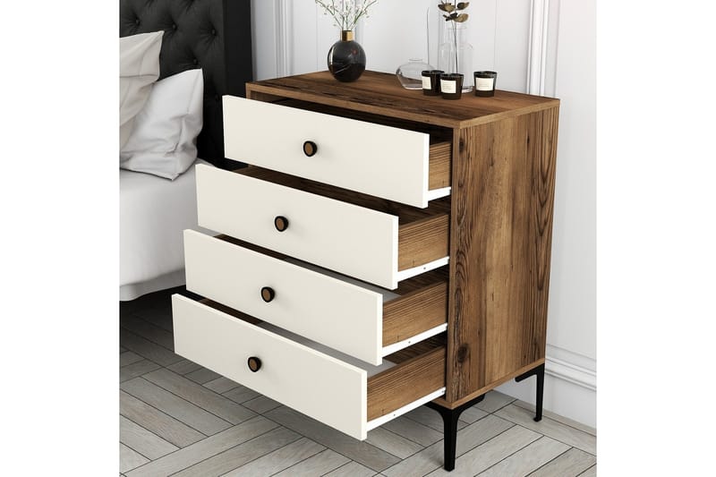 Ameias Kommode 76x90,7 cm Brun/Beige - Hanah Home - Opbevaring - Opbevaringsmøbler - Kommode - Entrékommode