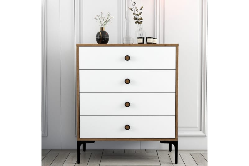 Ameias Kommode 76x90,7 cm Brun/Hvit - Hanah Home - Opbevaring - Opbevaringsmøbler - Kommode - Entrékommode