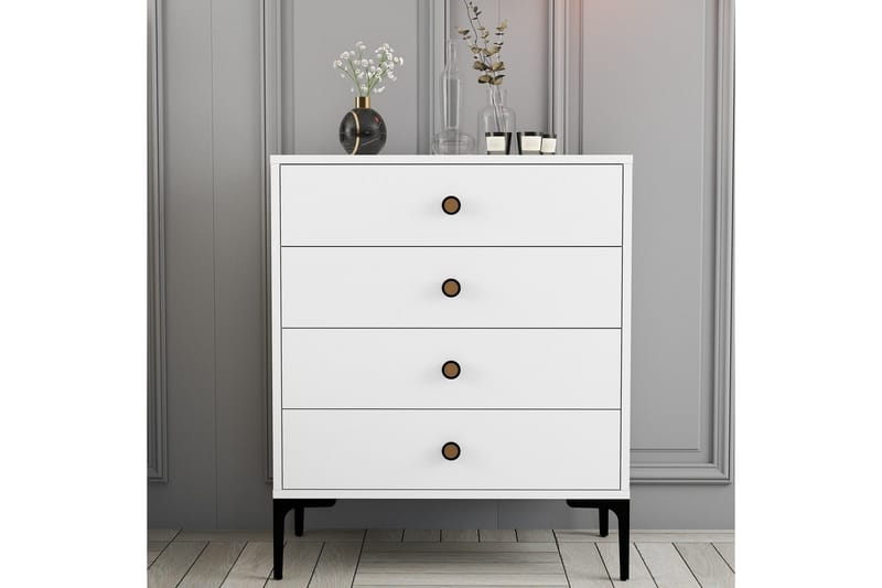 Ameias Kommode 76x90,7 cm Hvid - Hanah Home - Opbevaring - Opbevaringsmøbler - Kommode - Entrékommode