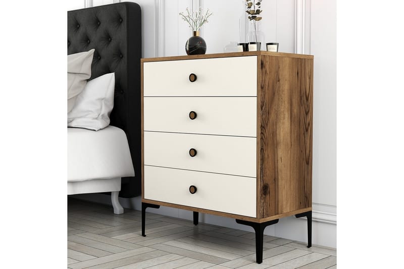 Ameias Kommode 76x90,7 cm Brun/Beige - Hanah Home - Opbevaring - Opbevaringsmøbler - Kommode - Entrékommode