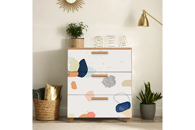 Leva Kommode 80x95 cm Brun/Hvid - Hanah Home - Opbevaring - Opbevaringsmøbler - Kommode - Entrékommode