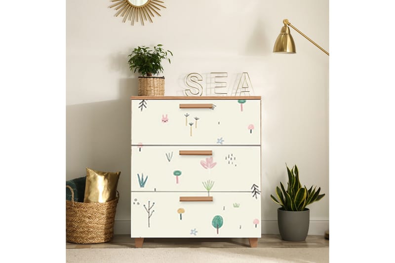 Leva Kommode 80x95 cm Brun/Hvid - Hanah Home - Opbevaring - Opbevaringsmøbler - Kommode - Entrékommode