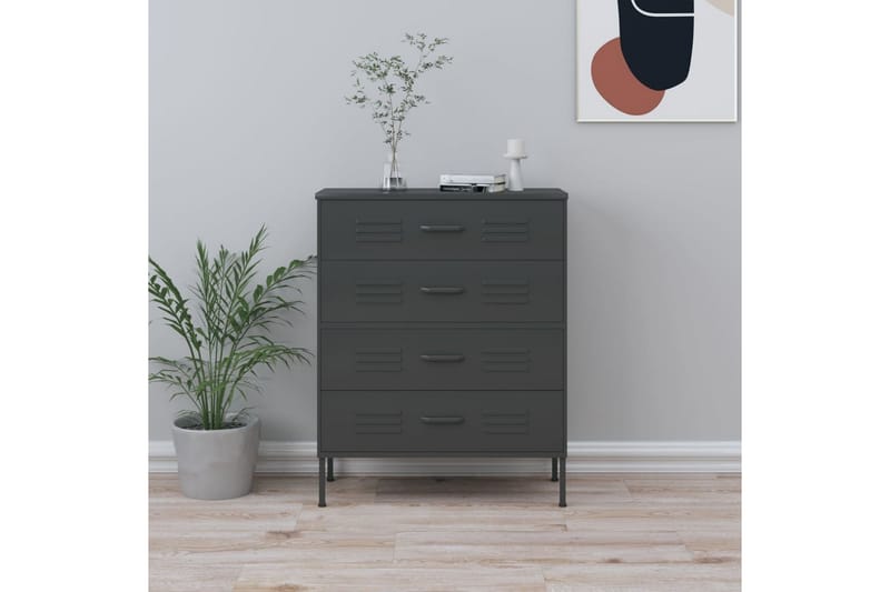 kommode 80x35x101,5 cm Antracitgrå - Antracit - Opbevaring - Opbevaringsmøbler - Kommode - Entrékommode