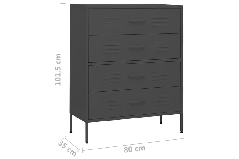 kommode 80x35x101,5 cm Antracitgrå - Antracit - Opbevaring - Opbevaringsmøbler - Kommode - Entrékommode