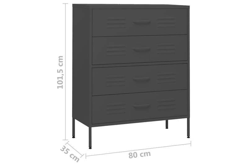 kommode 80x35x101,5 cm Antracitgrå - Antracit - Entréopbevaring - Entrékommode - Kommode