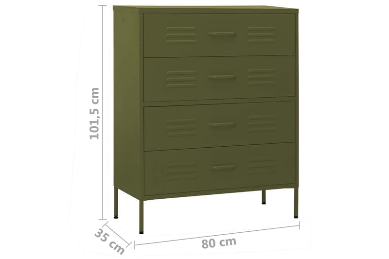kommode 80x35x101,5 cm olivengrøn - Grøn - Opbevaring - Opbevaringsmøbler - Kommode - Entrékommode