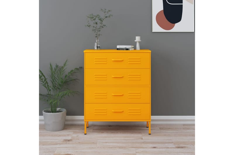 kommode 80x35x101,5 cm Sennepsgul - Gul - Opbevaring - Opbevaringsmøbler - Kommode - Entrékommode