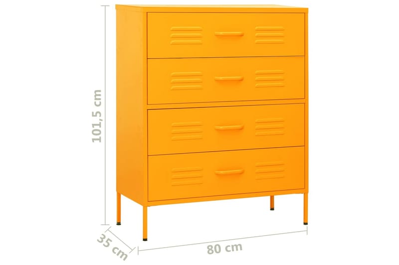 kommode 80x35x101,5 cm Sennepsgul - Gul - Opbevaring - Opbevaringsmøbler - Kommode - Entrékommode