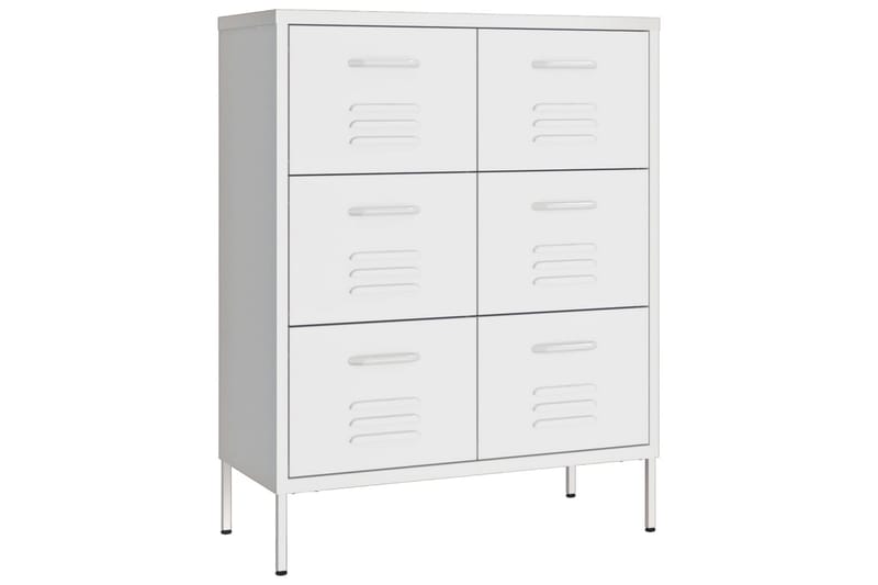 kommode 80x35x101,5 cm stål hvid - Hvid - Opbevaring - Opbevaringsmøbler - Kommode - Entrékommode