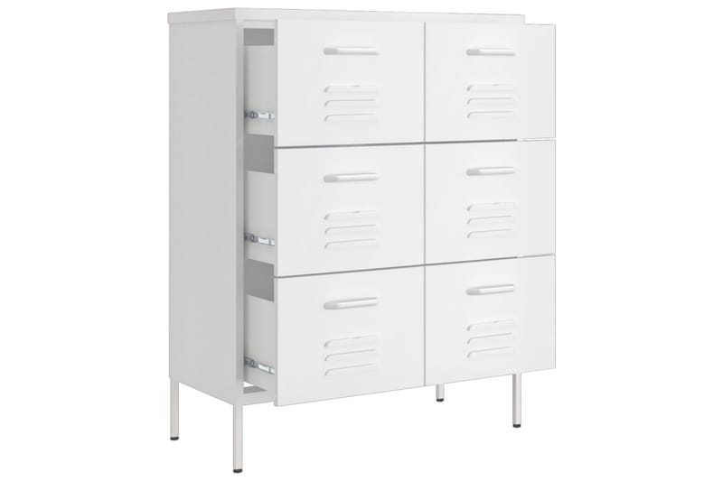 kommode 80x35x101,5 cm stål hvid - Hvid - Entréopbevaring - Entrékommode - Kommode