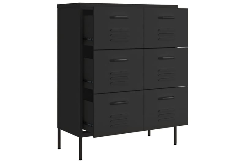 kommode 80x35x101,5 cm stål sort - Sort - Opbevaring - Opbevaringsmøbler - Kommode - Entrékommode
