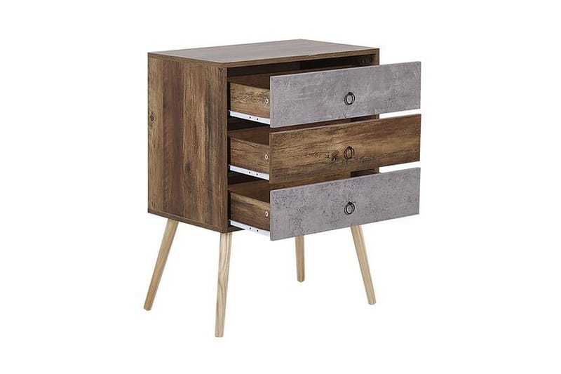 Abatley Kommode 60 cm - Mørkt Træ/Grå - Opbevaring - Opbevaringsmøbler - Kommode