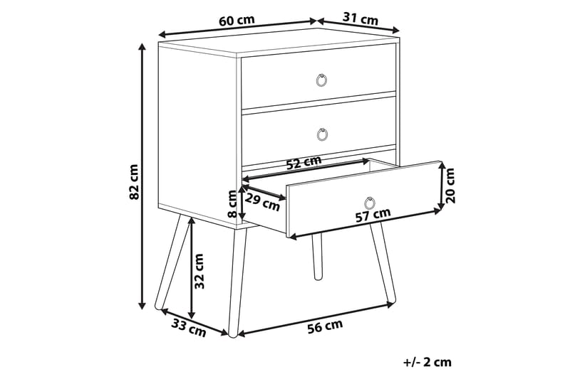 Abatley Kommode 60 cm - Mørkt Træ/Grå - Opbevaring - Opbevaringsmøbler - Kommode