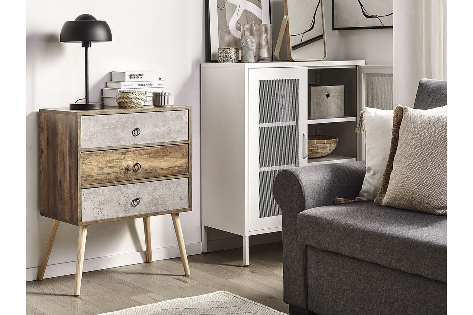 Abatley Kommode 60 cm - Mørkt Træ/Grå - Opbevaring - Opbevaringsmøbler - Kommode