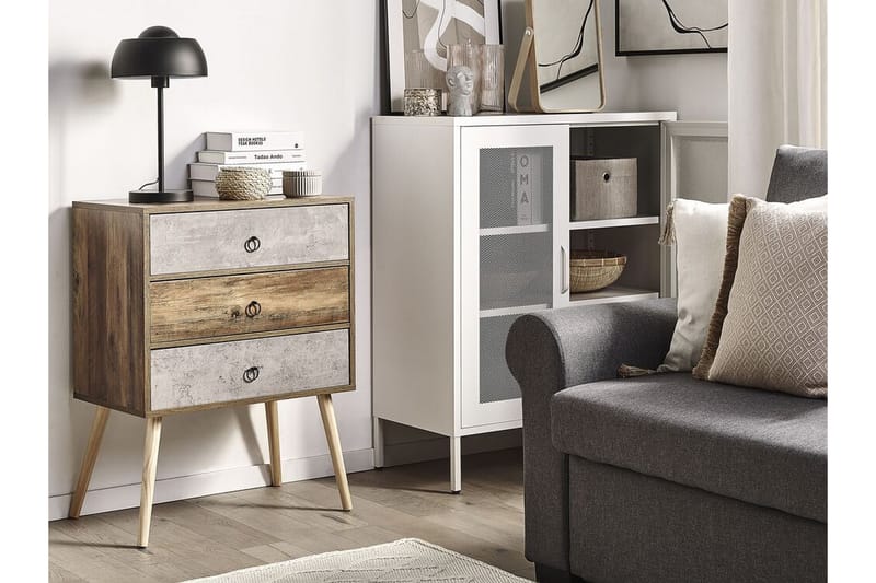 Abatley Kommode 60 cm - Mørkt Træ/Grå - Opbevaring - Opbevaringsmøbler - Kommode