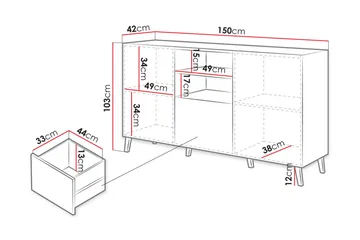 Abeto Kommode 150 cm - Hvid - Opbevaring - Opbevaringsmøbler - Kommode