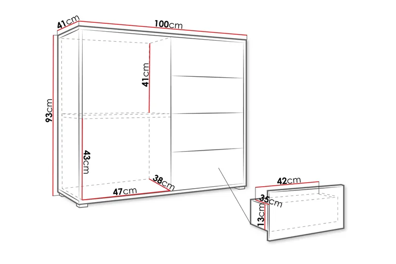 Agawal Kommode 100 cm - Beige - Opbevaring - Opbevaringsmøbler - Kommode - Entrékommode
