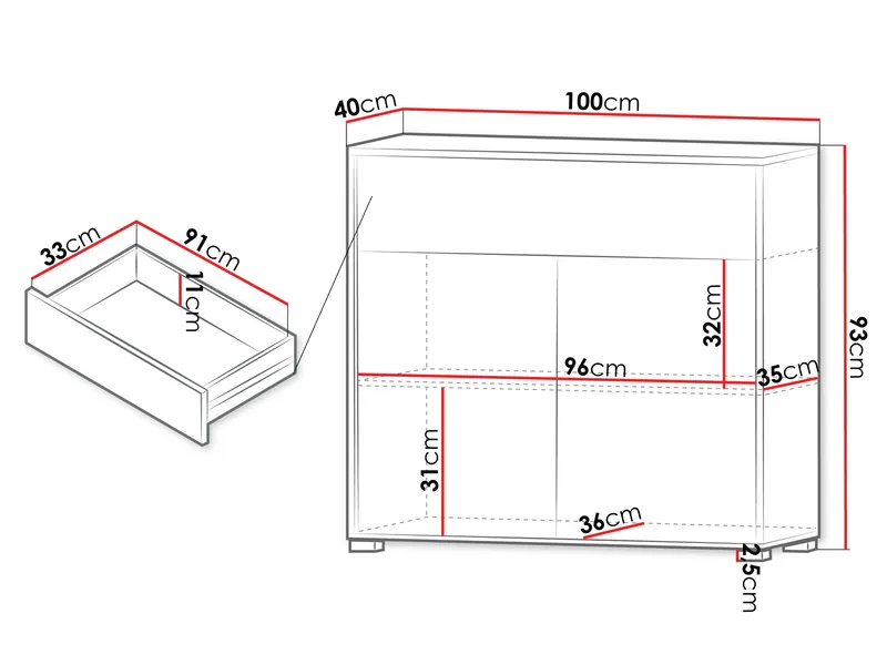 Agawal Kommode 100 cm - Brun - Opbevaring - Opbevaringsmøbler - Kommode - Entrékommode