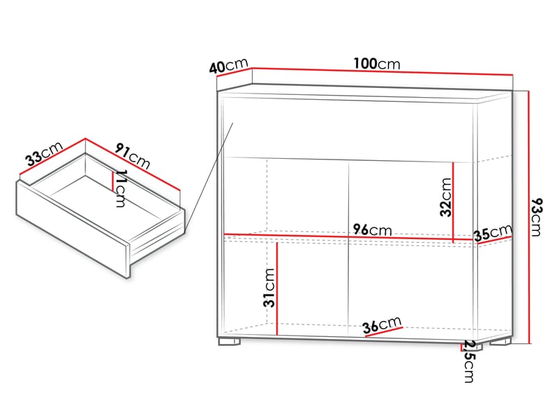 Agawal Kommode 100 cm - Brun - Opbevaring - Opbevaringsmøbler - Kommode - Entrékommode