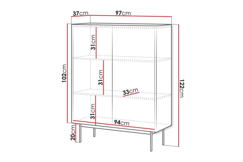 Akansh Kommode 97 cm - Beige - Opbevaring - Opbevaringsmøbler - Kommode - Entrékommode