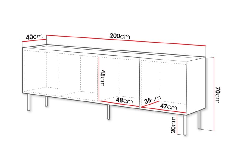 Akie Kommode 200 cm - Beige - Opbevaring - Opbevaringsmøbler - Kommode