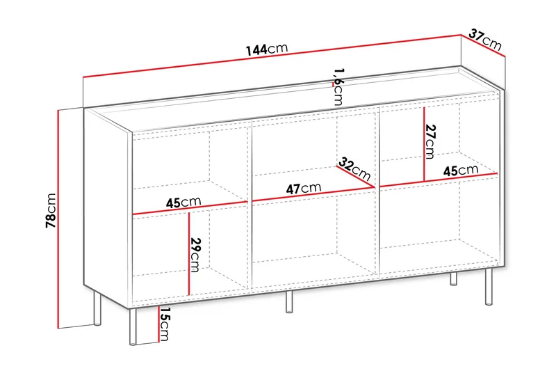 Akihito Kommode 144 cm - Brun - Opbevaring - Opbevaringsmøbler - Kommode