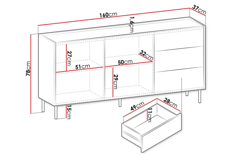 Akihito Kommode 160 cm - Brun - Opbevaring - Opbevaringsmøbler - Kommode