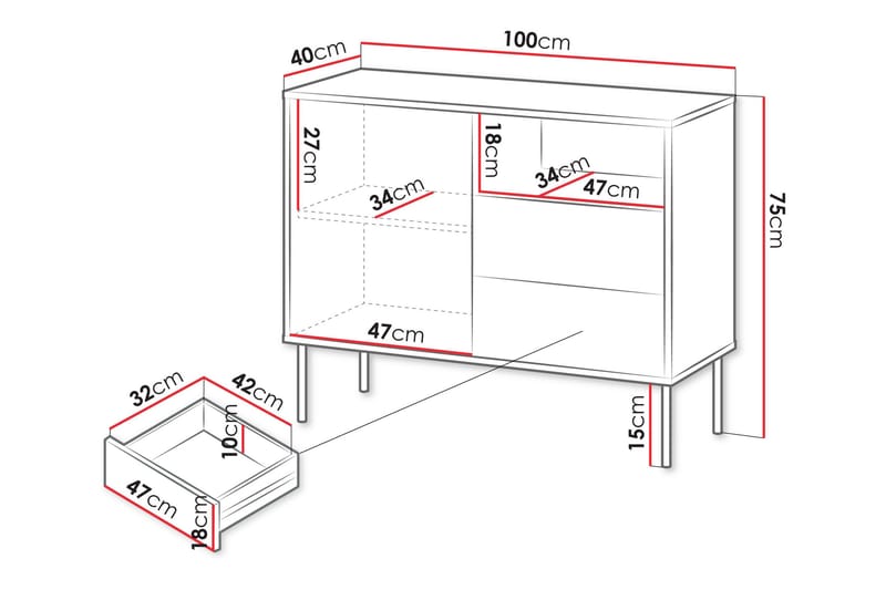 Akiko Kommode 100 cm - Grøn - Opbevaring - Opbevaringsmøbler - Kommode - Entrékommode