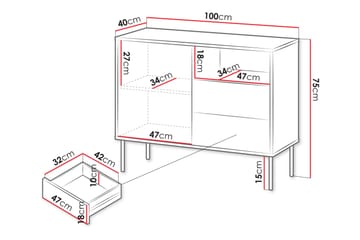 Akiko Kommode 100 cm - Grøn - Opbevaring - Opbevaringsmøbler - Kommode - Entrékommode