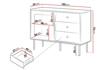 Akilesh Kommode 102 cm - Hvid - Opbevaring - Opbevaringsmøbler - Kommode