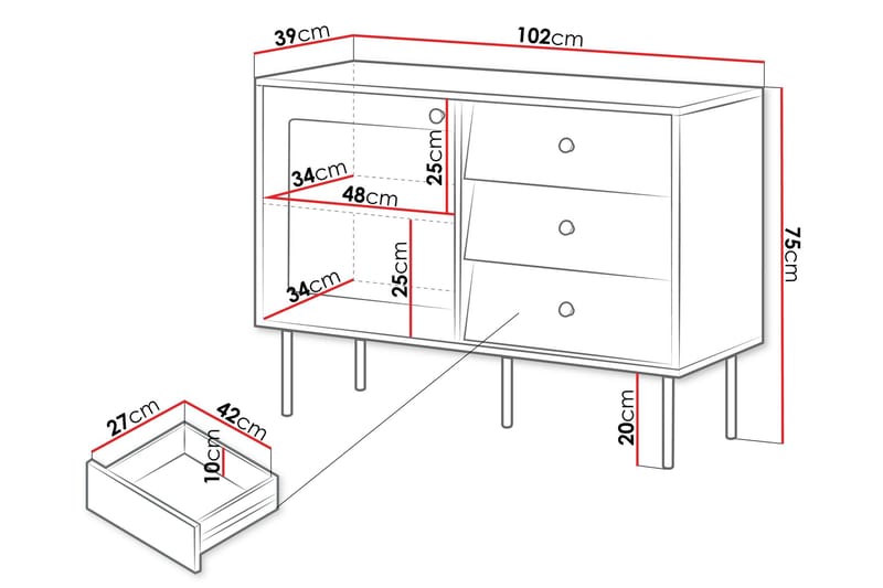 Akilesh Kommode 102 cm - Hvid - Opbevaring - Opbevaringsmøbler - Kommode