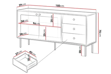 Akilesh Kommode 150 cm - Sort - Opbevaring - Opbevaringsmøbler - Kommode