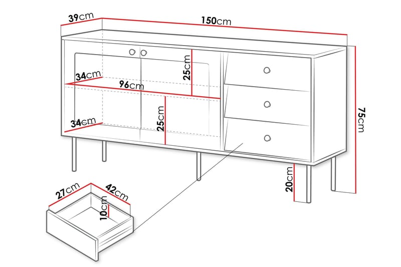 Akilesh Kommode 150 cm - Sort - Opbevaring - Opbevaringsmøbler - Kommode