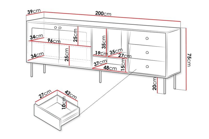 Akilesh Kommode 200 cm - Hvid - Opbevaring - Opbevaringsmøbler - Kommode