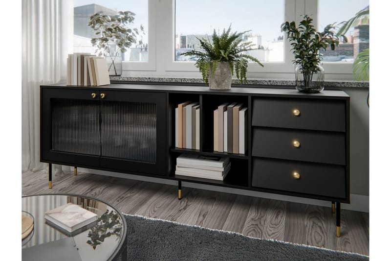 Akilesh Kommode 200 cm - Sort - Opbevaring - Opbevaringsmøbler - Kommode