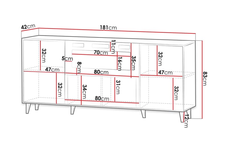 Akimasa Kommode 181 cm - Natur - Opbevaring - Opbevaringsmøbler - Kommode