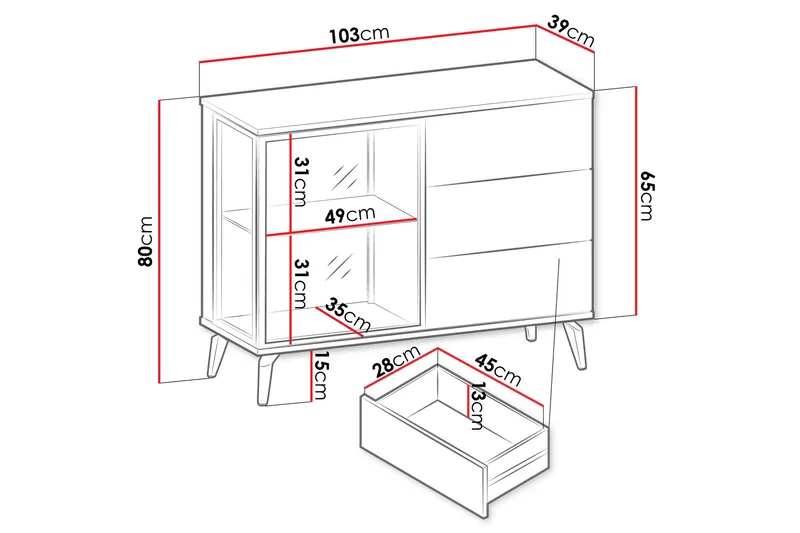 Akinari Kommode 103 cm - Brun / Beige - Opbevaring - Opbevaringsmøbler - Kommode