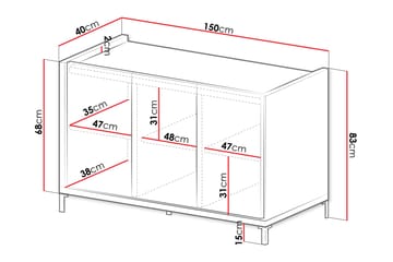 Akiya Kommode 150 cm - Sort - Opbevaring - Opbevaringsmøbler - Kommode