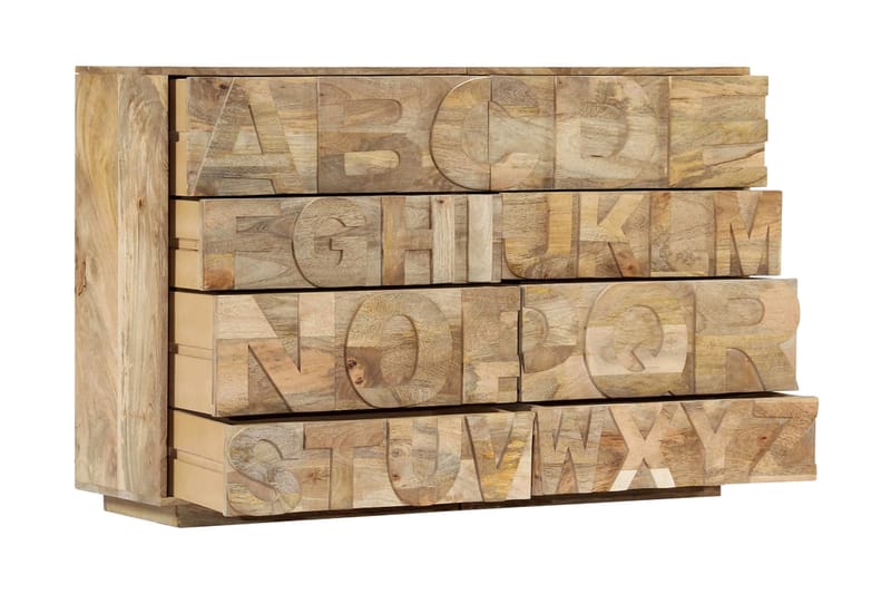 Alfabetskab 6 Skuffer 120 X 35 X 79 Cm Massivt Mangotræ - Brun - Opbevaring - Opbevaringsmøbler - Kommode