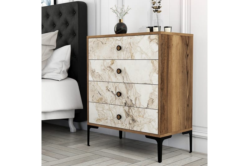 Ameias Kommode 76x90,7 cm Brun/Hvid - Hanah Home - Opbevaring - Opbevaringsmøbler - Kommode - Entrékommode